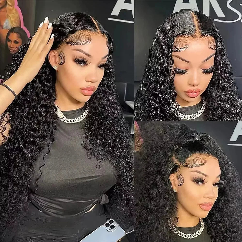 Natural Black Deep Wave Lace Front Wig Brazilian Human Hair 13x6 Hd Transparent Lace Wig 360 Full Lace Wig For Women Hot-Selling