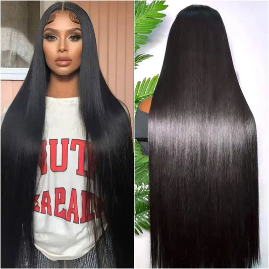 40 Inch Black Bone Straight Human Hair Wigs 13X6 Transparent HD Lace Frontal Wig Pre-Plucked 220% Density 5X5 Glueless Lace Wigs