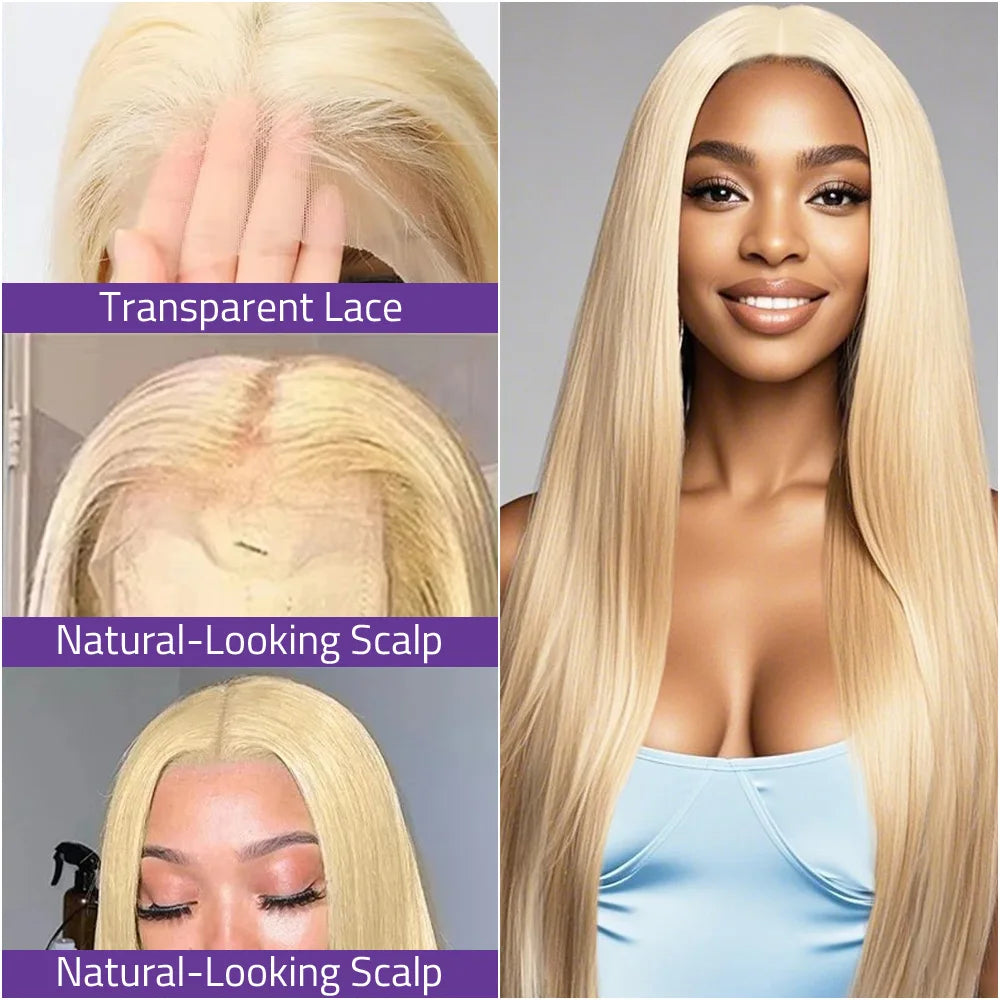 18-40 Inch 613 Blonde Lace Wig 13X6 HD Frontal Lace Bone Straight Wig 13X4 Transparent Lace Frontal Wig 100% Human HairFor Women