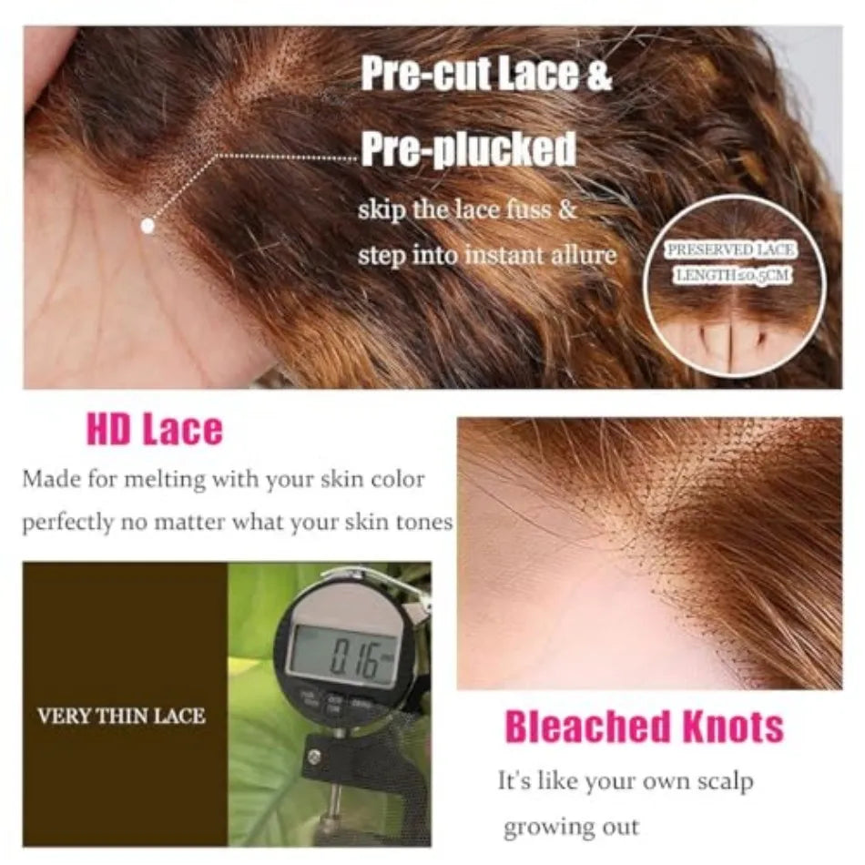 Wigs Human Hair Pre Plucked P4/27 Highlight Ombre Bob Wig Human Hair Honey Blonde Deep Wave HD Lace Front Wig 5x5 Glueless Wigs