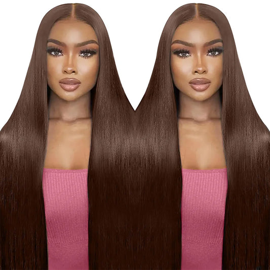 13x4 Transparent Lace Front Wigs Chocolate Brown Straight Human Hair Wig For Women 13x6 Hd Lace Frontal Wig Can Curled And Dyed.