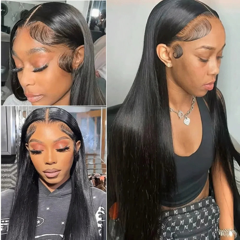 13x6 HD Lace Front Human Hair Wigs Straight 13x4  Transparent Lace Frontal Human Hair Wigs Pre Plucked 200Density Wigs For Women