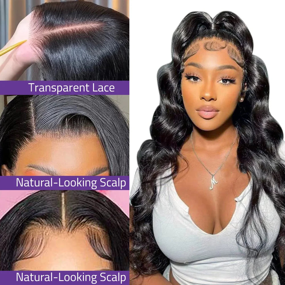 100% Natural black Human Hair Lace Wig 38 Inch Body Wave Lace Wig 13x6 Hd Lace Pre Plucked 360 Lace Frontal Wig Can Be Dyed !