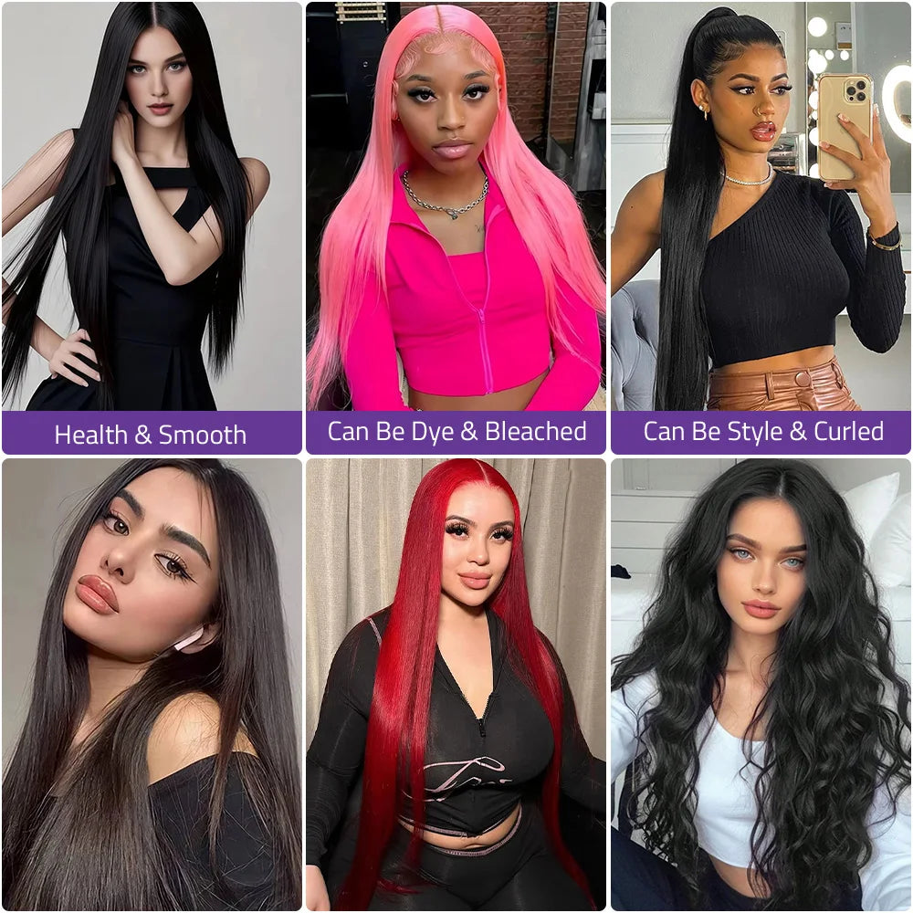 200 Density Lace Wigs 13x4 and 13x6 HD Transparent Lace Front Bone Straight Wig For Women 100% Brazilian Human Hair 40 Inch Wigs