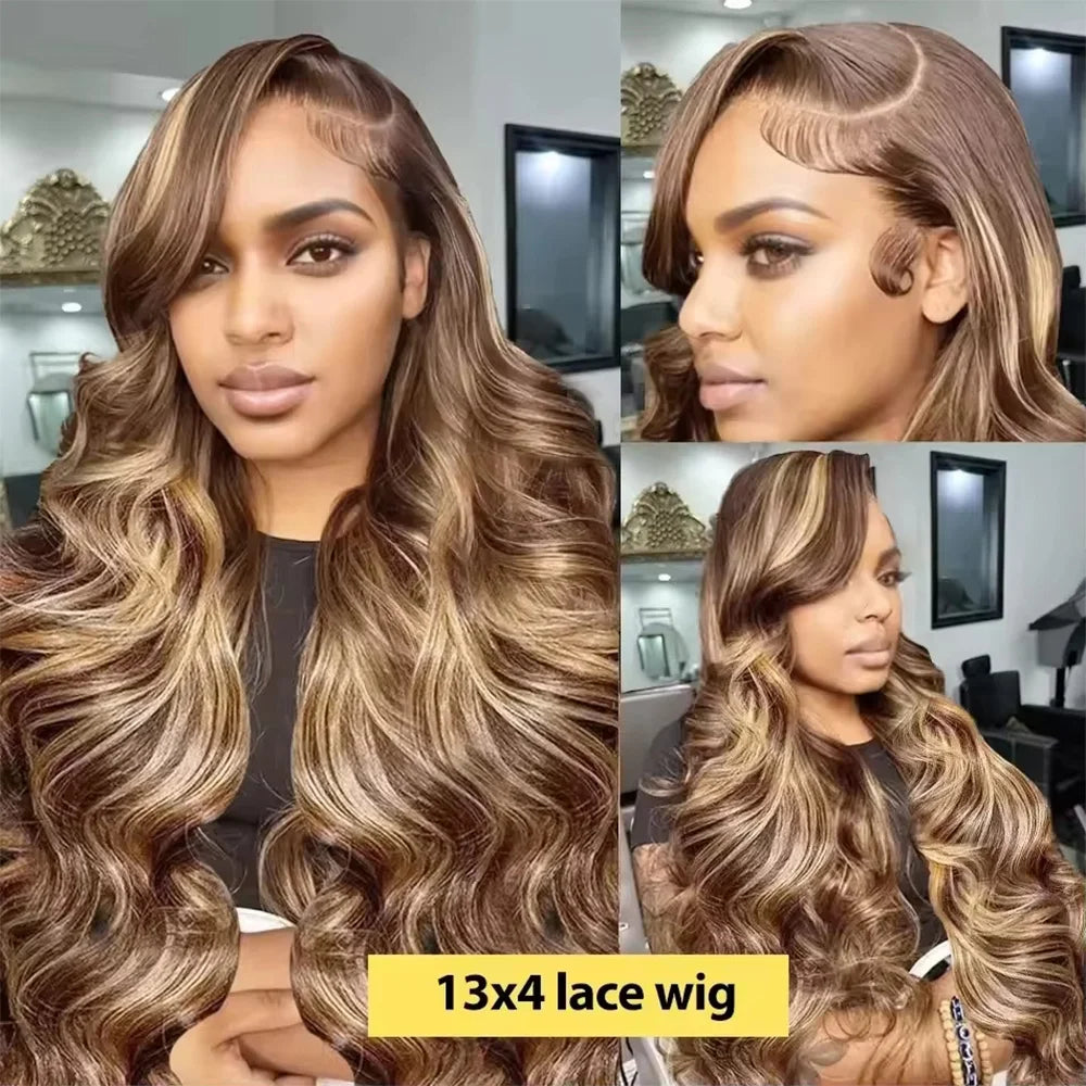 P4/27 Highlight Body Wave Human Hair Lace Wigs 13x4 and 13x6 HD Frontal Lace Wigs For Women Pre-plucked Brazilian Remy Hair Wigs