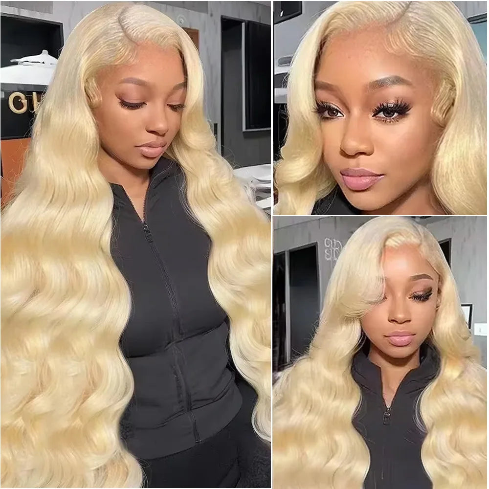 #613 13x4 and 13x6 HD Transparent Lace Frontal Wig 40 Inch Honey Blonde Color Brazilian Human Hair Body Wave Lace Wig On Selling