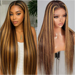 P4/27 Highlight Bone Straight Lace Front Wig 200% Density 13x4 and 13x6 Transparent HD Lace Front 100% Human Hair Wigs For Woman