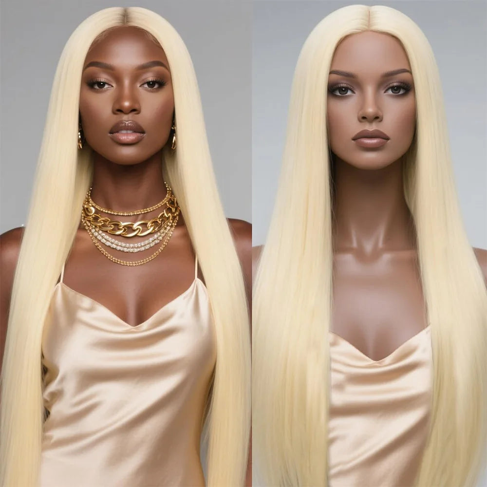 40Inch Bone Straight Blonde 613 Human Hair Lace Wig 13x6 and 13x4 Transparent Lace Front Wig Pre-Plucked Brazilian Remy Hair Wig