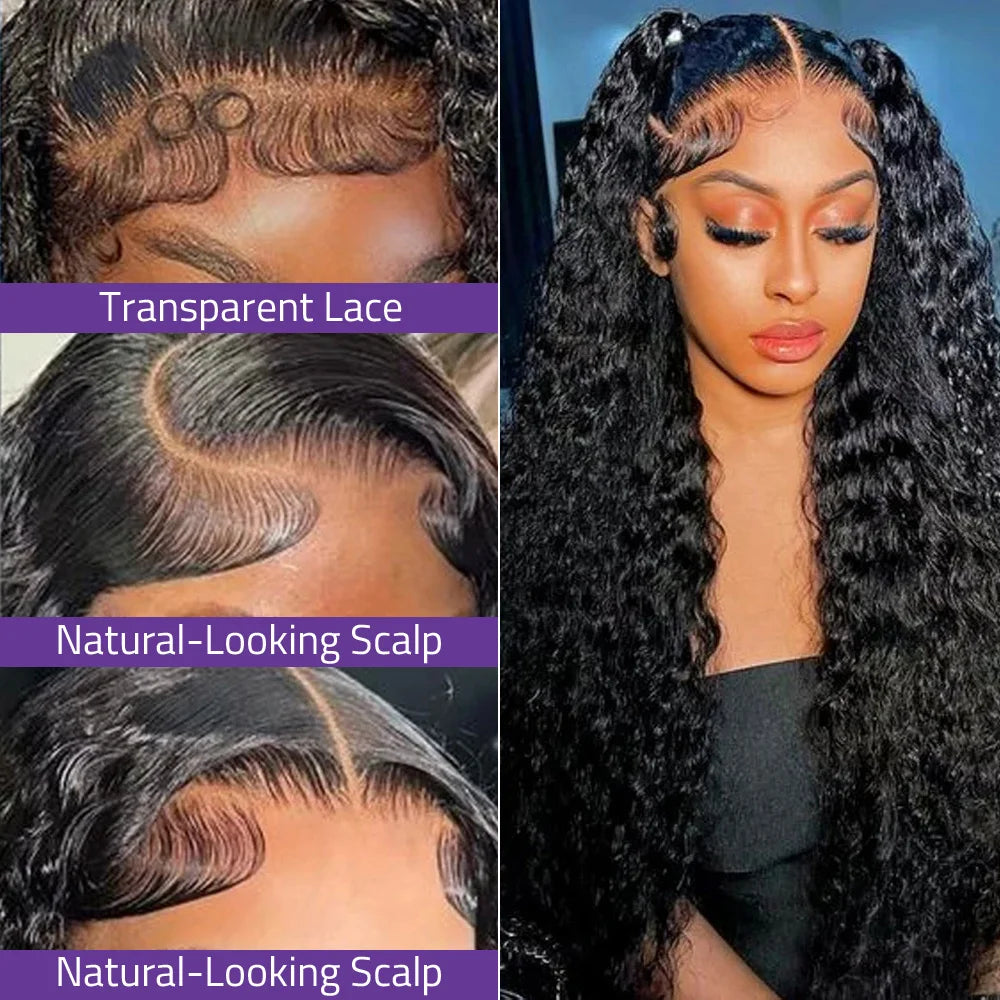 Natural Black Deep Wave Lace Front Wig Brazilian Human Hair 13x6 Hd Transparent Lace Wig 360 Full Lace Wig For Women Hot-Selling