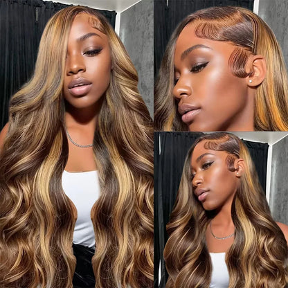40 Inch P4/27 Body Wave Lace Front Wig Human Hair For Women 13X4 HD Lace Honey Blonde Wig 200% Density 13x6 Transparent Lace Wig