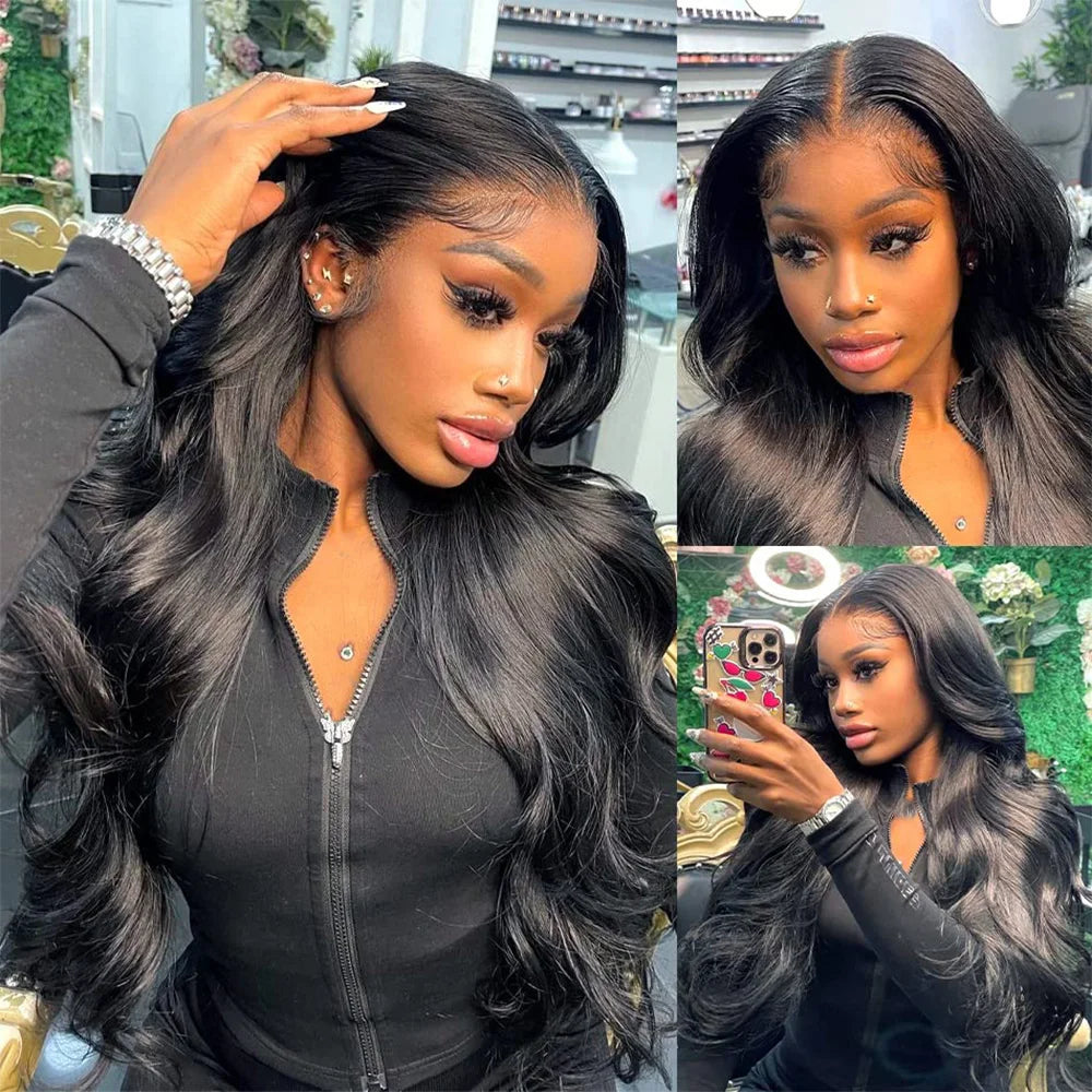 Body Wave Brazilian Human Hair Wigs 13x4 and 13x6 Transparent Lace 40 Inch Wigs 360 HD Full Lace Natural Color Wigs 200% Density