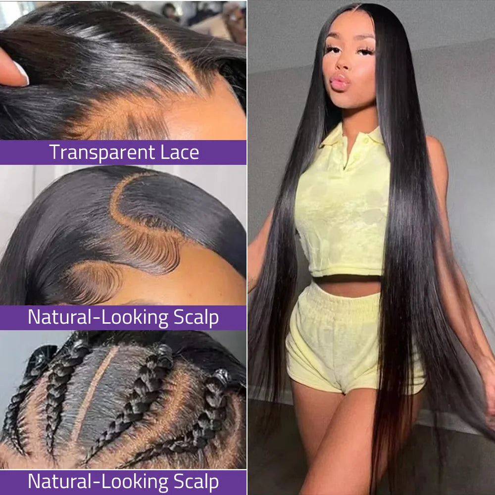 38 Inch HD Lace Front Human Hair Wigs Straight Hair Lace Wigs  200 Density Lace Wigs For Women  Can Be Curled And Bleached !