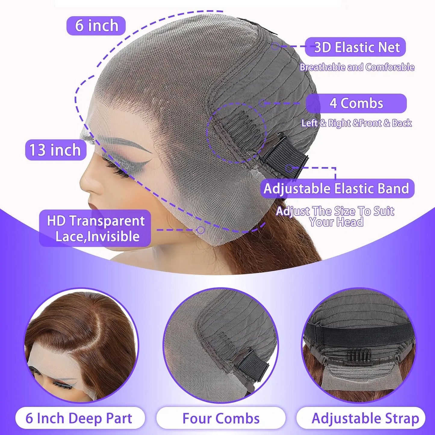 Chocolate Brown Human Hair Wig 200% Density 13X6 Body Wave Lace Front Wigs Human Hair HD Frontal Wig Pre Plucked For Black Women