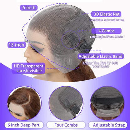 Chocolate Brown Human Hair Wig 200% Density 13X6 Body Wave Lace Front Wigs Human Hair HD Frontal Wig Pre Plucked For Black Women