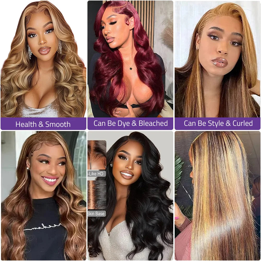 P4/27 Highlight Body Wave Human Hair Lace Wigs 13x4 and 13x6 HD Frontal Lace Wigs For Women Pre-plucked Brazilian Remy Hair Wigs