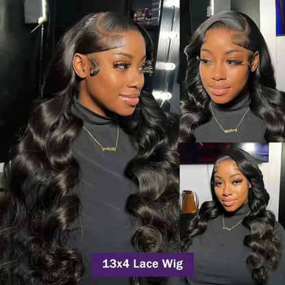 220 Density Black Body Wave Lace Wigs 13x4 and 13x6 HD Lace 40 Inch Wig 5x5 Gluless Transparent Lace Pre-plucked Human Hair Wigs