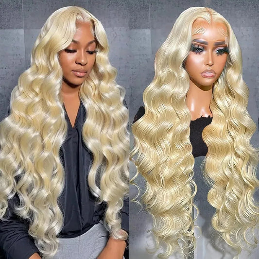 613 Blonde 200 Density36 Inch  Body Wave HD Transparent Lace 13x4 Front Wigs Brazilian 13x6 Lace Frontal Wigs Colored Human Hair
