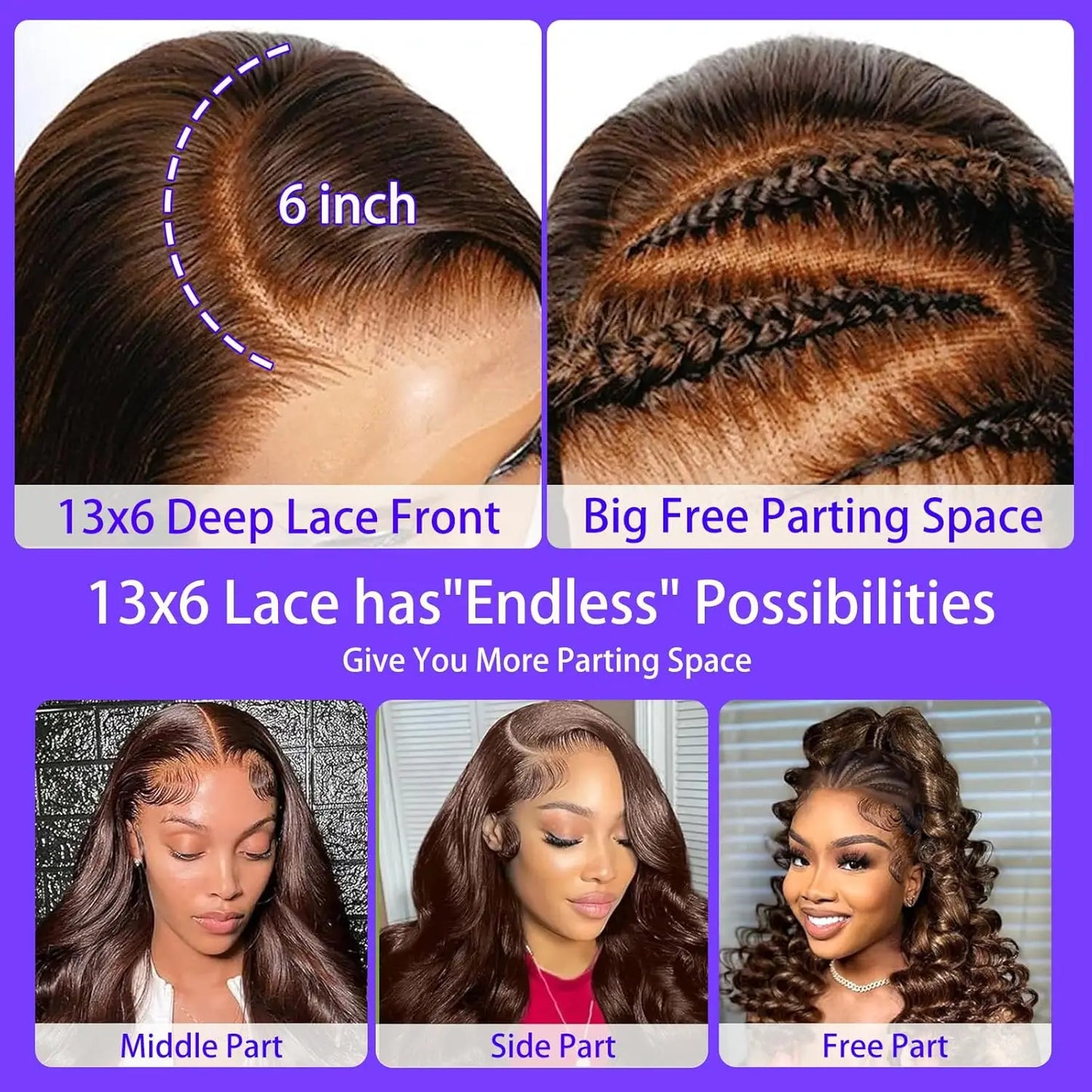 Chocolate Brown Human Hair Wig 200% Density 13X6 Body Wave Lace Front Wigs Human Hair HD Frontal Wig Pre Plucked For Black Women