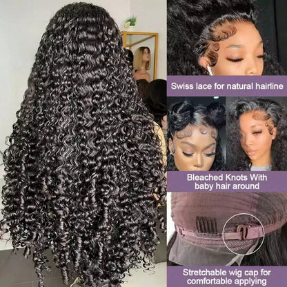 40 Inch 12A Burmese Curly Human Hair Wigs Brazilian Pixie Curls 250% Transparent Lace Frontal Wig For Women Burmese Curly Wig