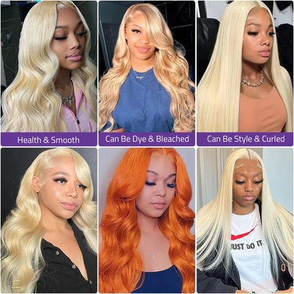 36 Inch Honey Blonde Human Hair Wig 13x6 Hd Lace Frontal Wig 200Density #613 Body Wave 13x4 Transparent Lace Front Wig For Women