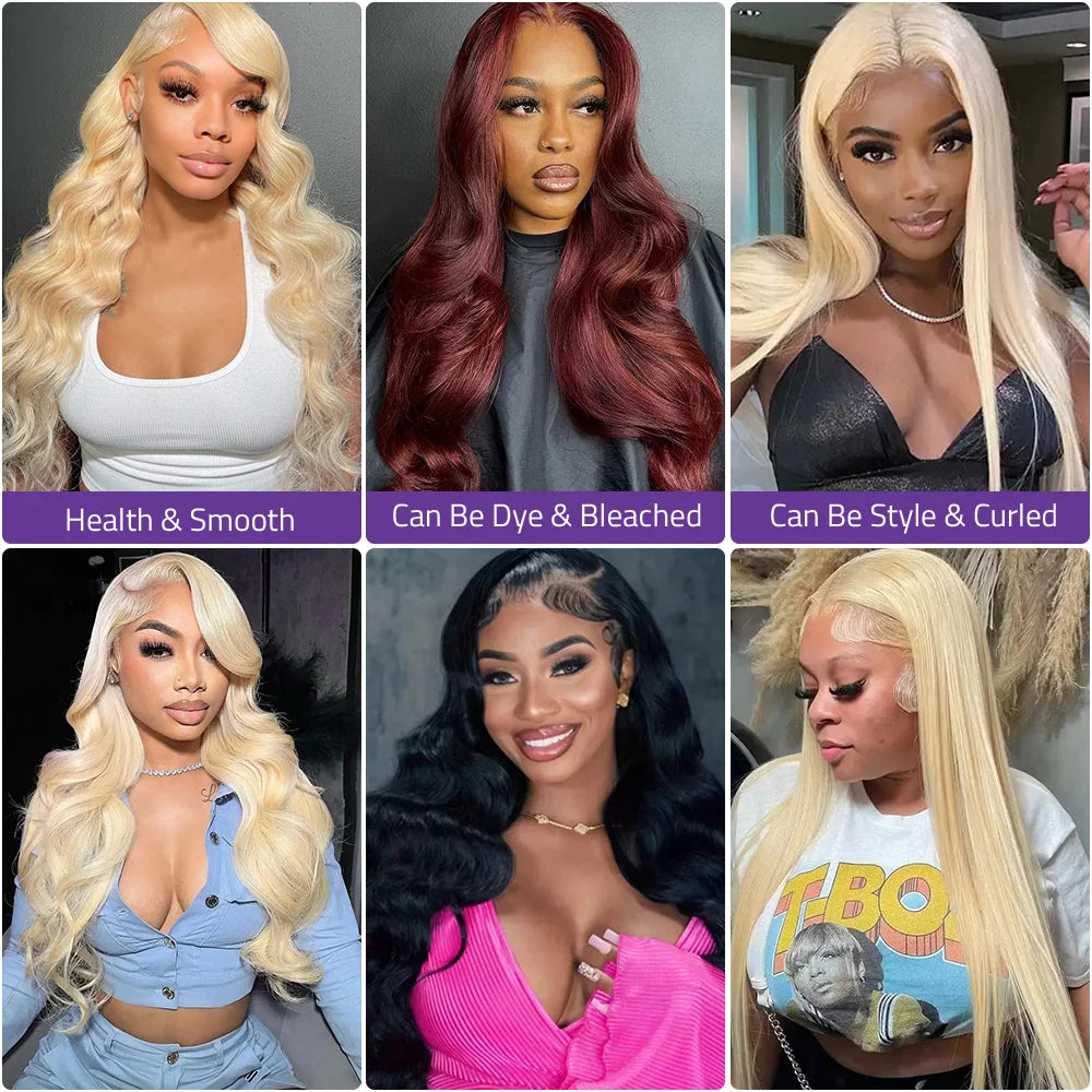 HD Lace 200 Density 36 Inch 613 Blonde Body Wave Wig 13x6 Lace Human Hair Wig Transparent 13x4 Lace Frontal Brazilian Remy Wig