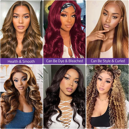 18-40 Inch Body Wave P4/27 Highlight 13x4 Frontal Lace Wig Pre-plucked 200% Density Human Hair 13x6 Lace Front Honey Blonde Wig