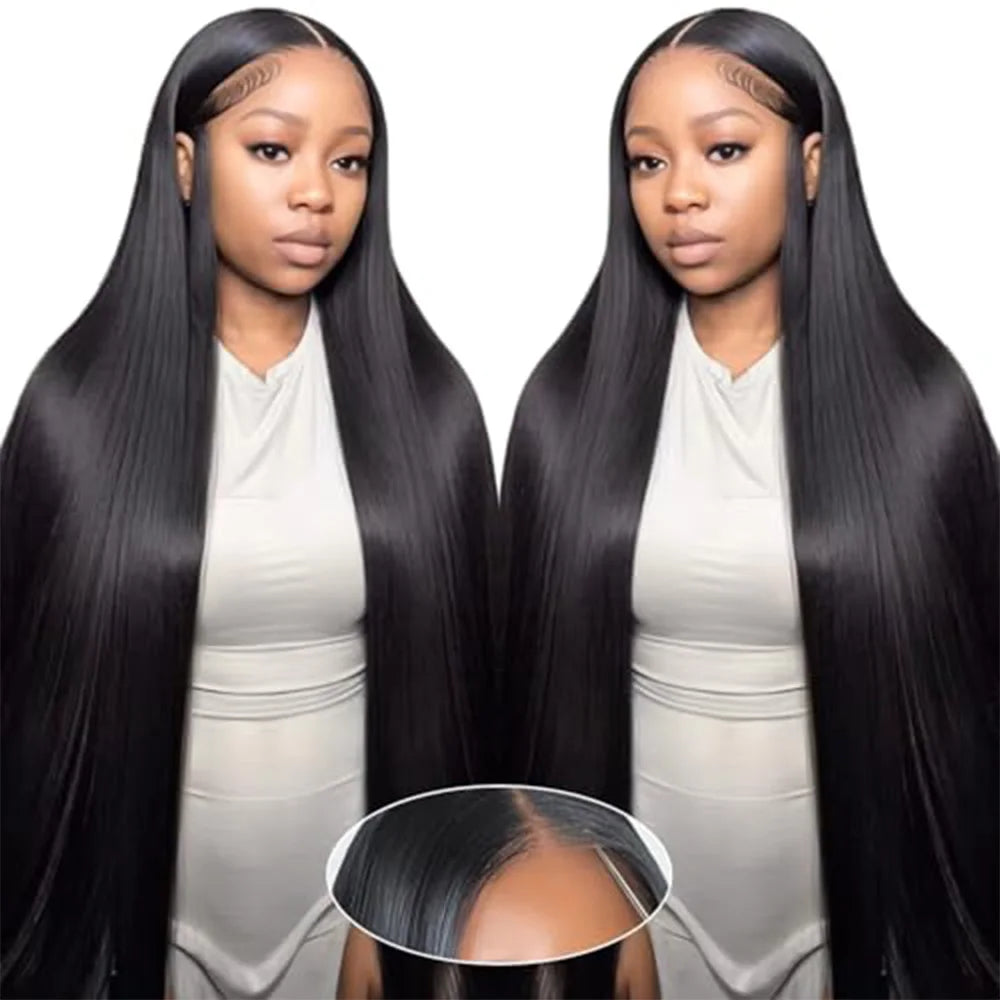 100% Pre-Plucked Brazilian Human Hair Wigs 13x6 HD Lace Bone Straight Wig 40 Inch 13x4 Transparent Lace Frontal High Density Wig