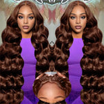 Chocolate Brown Body Wave Lace Frontal Wig 36 Inch HD Lace Wig 100%  Human Hair Wig Transparent Lace Suitable For Any Skin Color