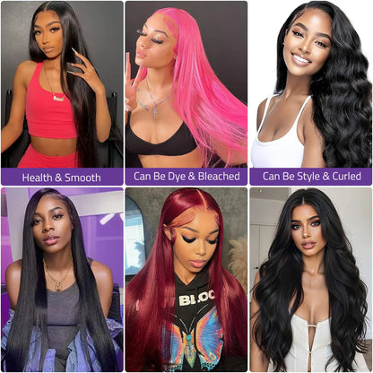 220 Density Black Bone Straight 13x6 and 13x4 HD Transparent Lace Front Wig 40 Inch Wig For Women 100% Brazilian Human Hair Wigs
