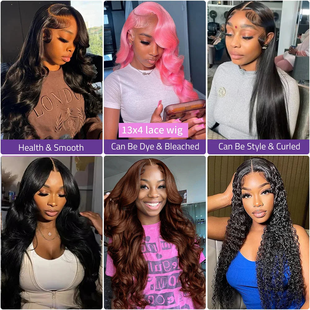 200% Density Body Wave Human Hair Wig with 13x6 HD Lace Front, 13x4 Transparent Frontal, and 5x5 Glueless – Natural Black Color.