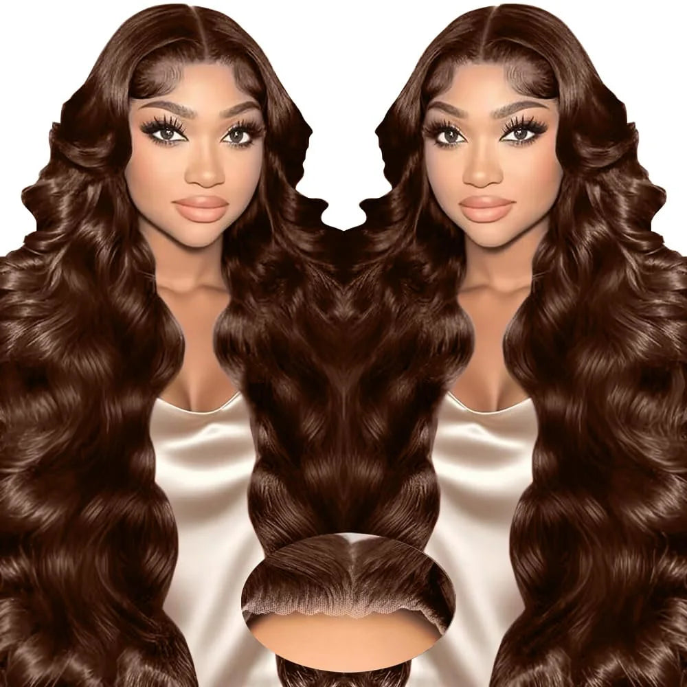 36 Inch 13x4 Chocolate Brown Body Wave HD Lace Front Wig Pre Plucked 13x6 Lace Frontal Wig 100% Human Hair Wig Selling For Women