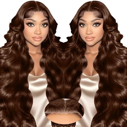 36 Inch 13x4 Chocolate Brown Body Wave HD Lace Front Wig Pre Plucked 13x6 Lace Frontal Wig 100% Human Hair Wig Selling For Women