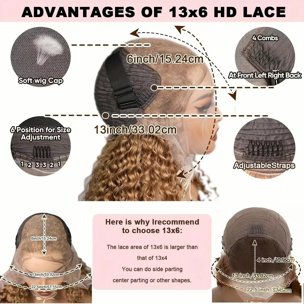 13x6 Deep Wave Lace Front Wigs Human Hair Honey Blonde HD Transparent Lace Frontal Wigs Human Hair #27 Curly Wigs Human Hair Wig