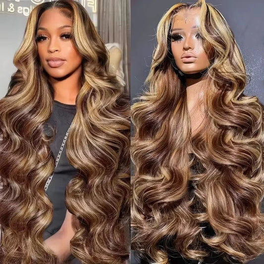 P4/27 Body Wave Blonde Brown Wig 100% Human-Hair 13x4 Transparent Lace Wig13x6 Hd Lace Fronta Wig 36 Inch PrePlucked Wig On Sale