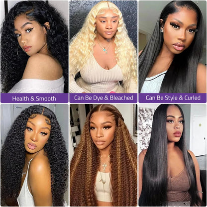 40 Inch 5x5 Glueless Lace Black Curly Wigs 13x6 HD Frontal Lace Wigs Deep Wave 200 Density Pre-Plucked Human Hair Wigs For Women