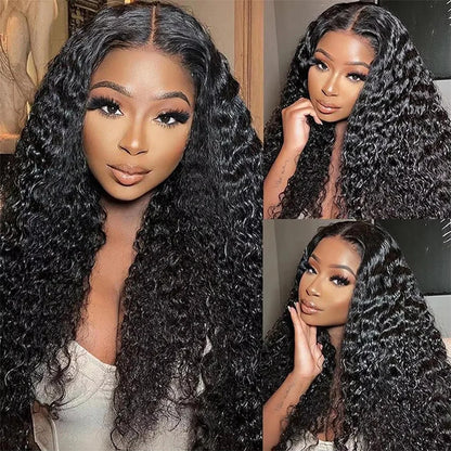 40 Inch Deep Wave Lace Wig 13x6 HD Lace Front Human Hair Wig 5x5 Glueless Lace 200 Density Black Curly Wig and 360 Full Lace Wig