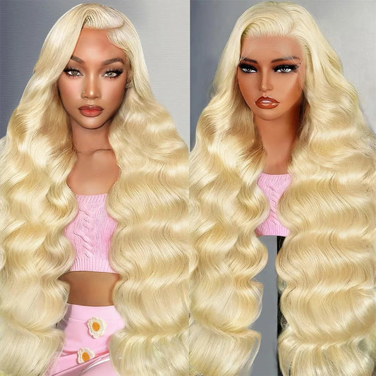 613 HD Frontal Lace Blonde Wig 13X6 Transparent Lace Front 40Inch Brazilian Hair Wig 13x4 HD Front Lace Body Wave Human Hair Wig