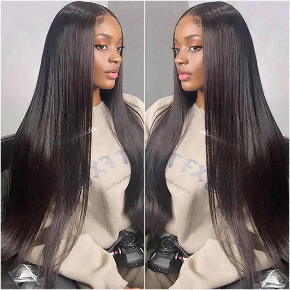 100% Brazilian Human Hair Wig 38 Inch Bone Straight 13x6 HD Lace Front Human Hair Wig 360 Full Transparent Lace Pre Plucked Wig.