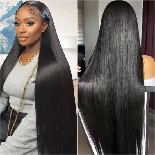 220 Density Black Bone Straight 13x6 and 13x4 HD Transparent Lace Front Wig 40 Inch Wig For Women 100% Brazilian Human Hair Wigs