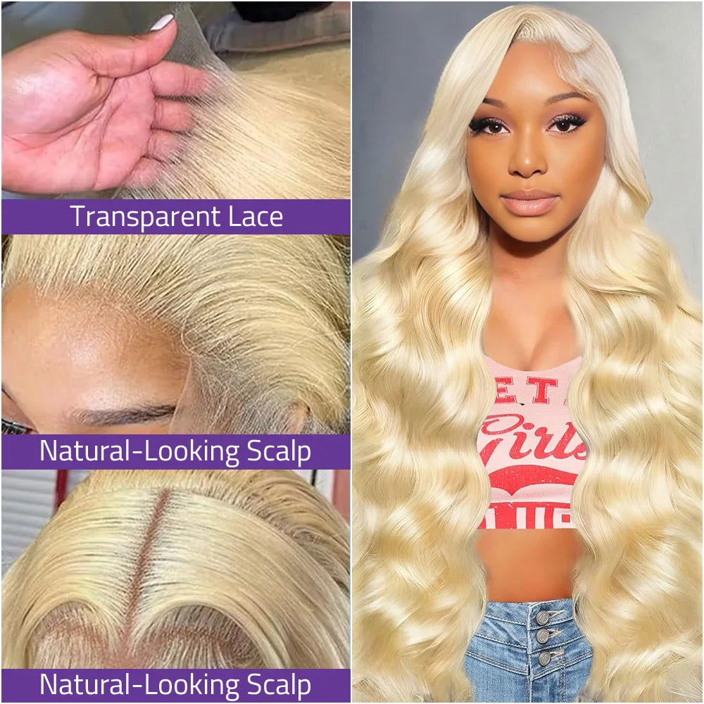 613 HD Frontal Lace Blonde Wig 13X6 Transparent Lace Front 40Inch Brazilian Hair Wig 13x4 HD Front Lace Body Wave Human Hair Wig