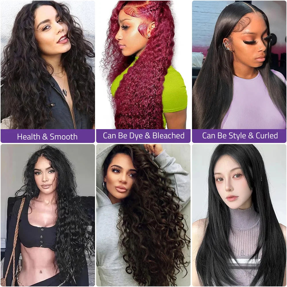 220 Density Black Deep Wave Wig 13x4 HD Lace Frontal Brazilian Human Hair Wig Curly Wave 13x6 Lace Frontal 40 Inch Wig For Women