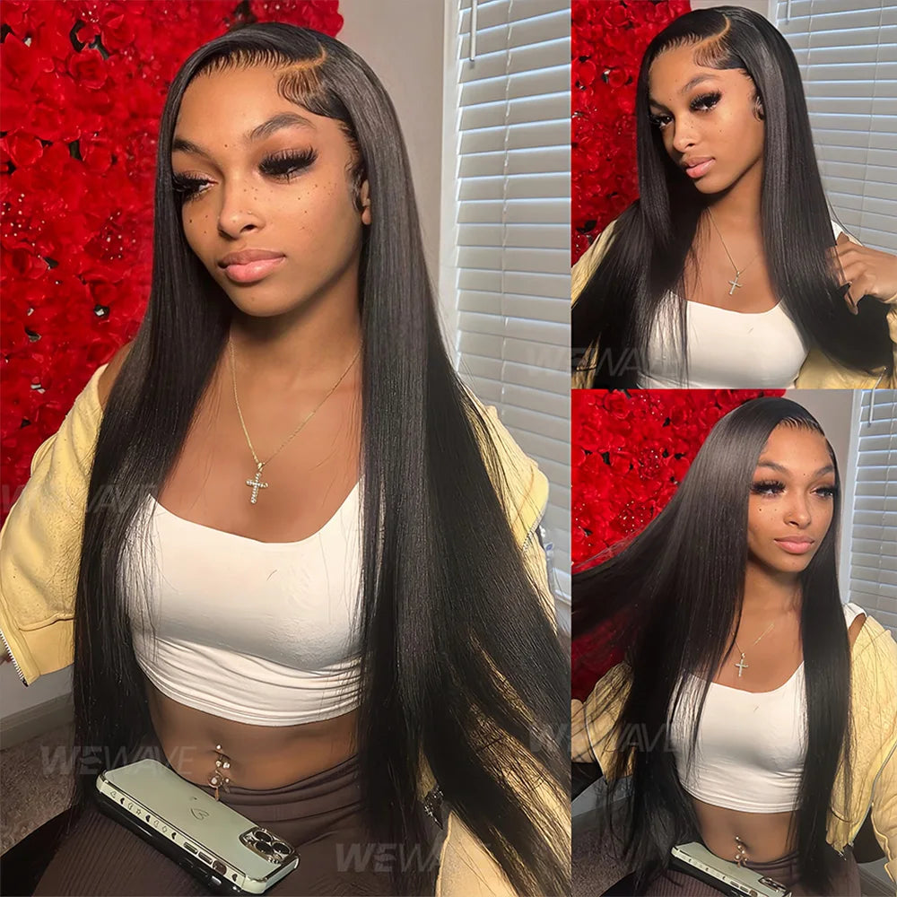38 Inch 13x6 Hd Lace Frontal Wig 200% Density Brazilian Straight Human Hair 13x4 Lace Front Wig Natural Hairline Invisible Knots