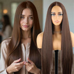 13x6 HD Lace Frontal Chocolate Brown Bone Straight Wig 13x4 Transparent Lace Front Pre-Plucked 40 Inch Human Hair Wigs For Women