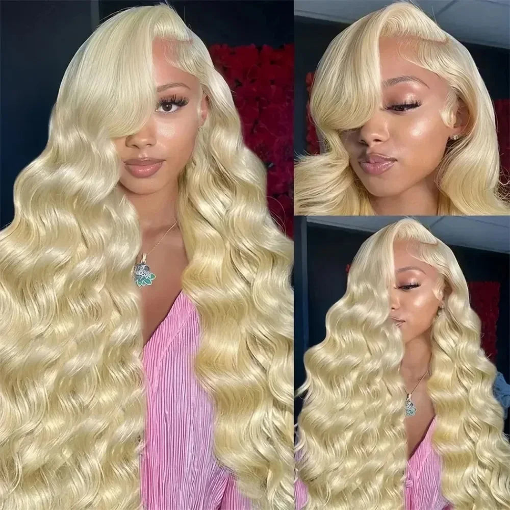 36 Inch Body Wave Blonde 613 Lace Wig  13x4 13x6 HD Transparent Lace Human Hair Wig 200 Density Can Be Dyed In Any Color ！