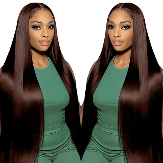 Chocolate Brown Straight Lace Front Wigs 13x6 HD Transparent Lace Frontal Wig Pre Plucked Remy 13x4 Brazilian Human Hair Wigs