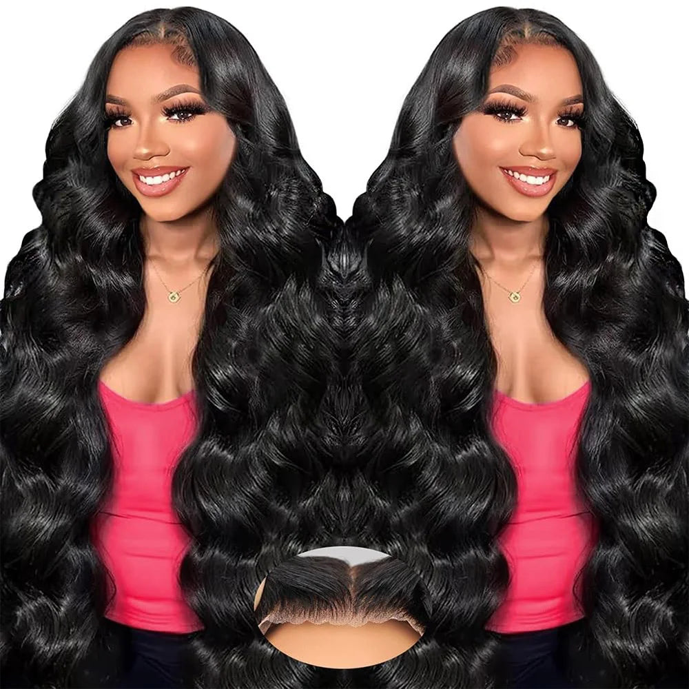 Body Wave Brazilian Human Hair Wigs 13x4 and 13x6 Transparent Lace 40 Inch Wigs 360 HD Full Lace Natural Color Wigs 200% Density