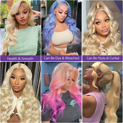 36 Inch Body Wave Blonde 613 Lace Wig  13x4 13x6 HD Transparent Lace Human Hair Wig 200 Density Can Be Dyed In Any Color ！