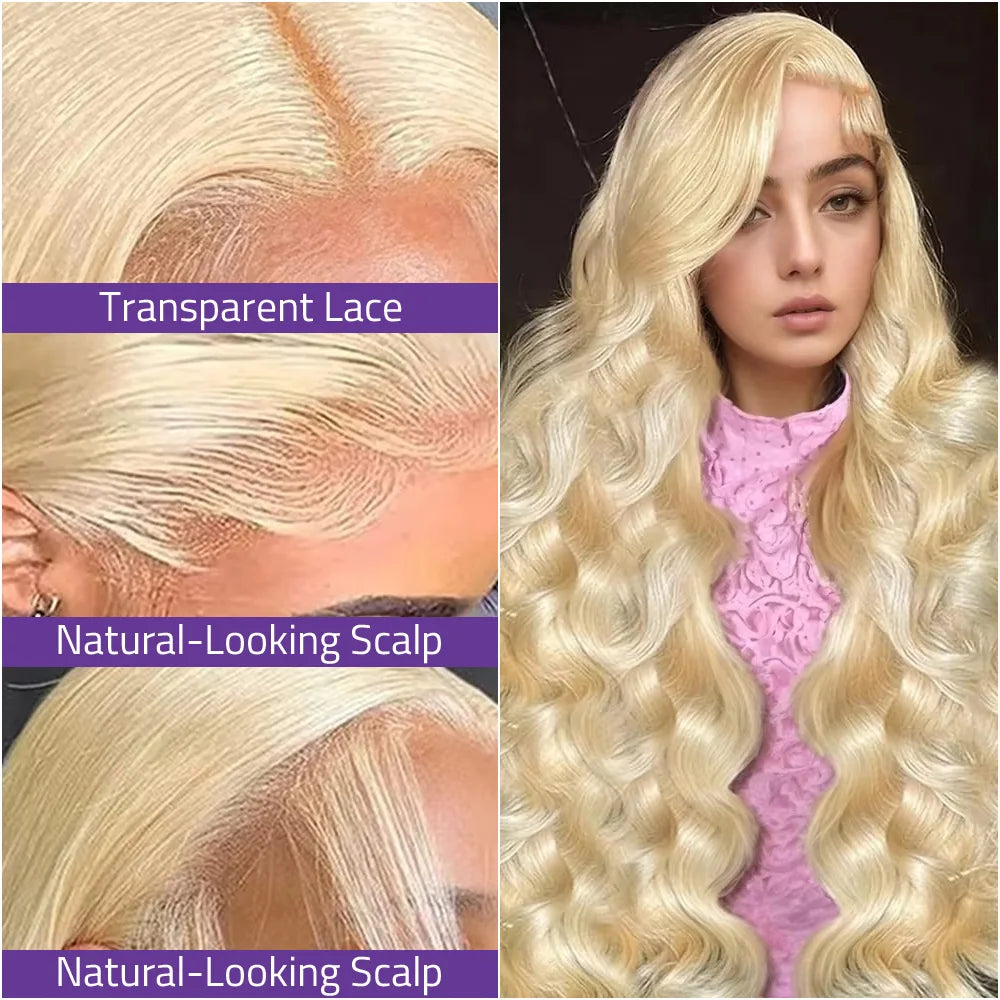 613 Body Wave Human Hair Wig 13X6 Frontal Lace 18-40 Inch Wig 220Density Pre-Plucked Brazilian Hair with Baby Hair Wig For Women