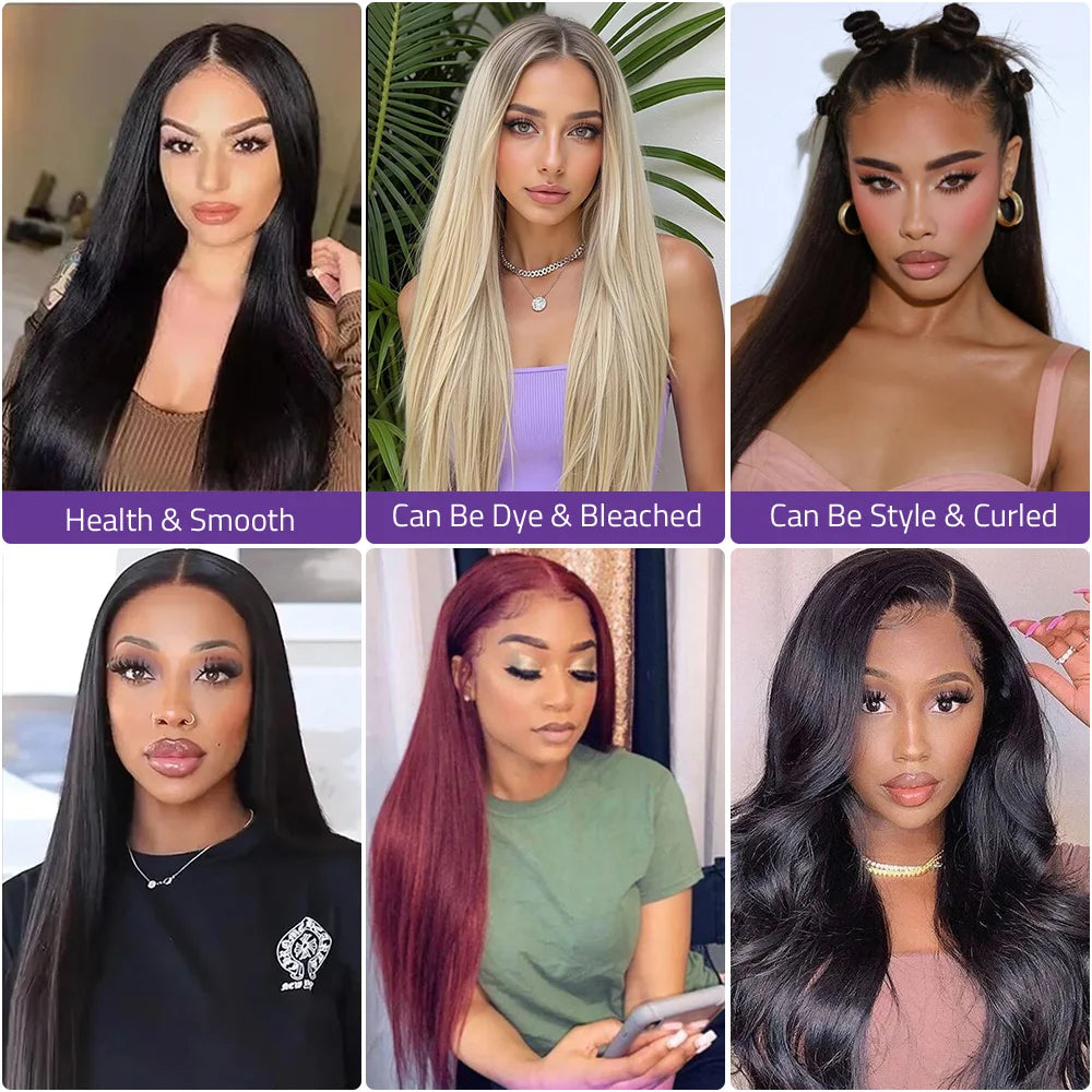 38 Inch 13x4 13x6 HD Transparent Straight Lace Front Wigs 200 Density 360 Full Lace Brazilian Natural Human Hair Wigs For Women