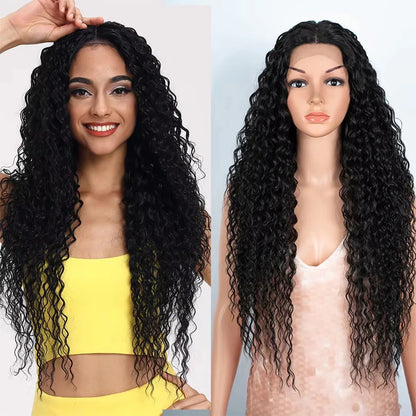 40 Inch Deep Wave Lace Front Wig 13x6 HD Lace Frontal Pre-Plucked Deep Curly Wig 100% Natural Black Human Hair 360 Full Lace Wig